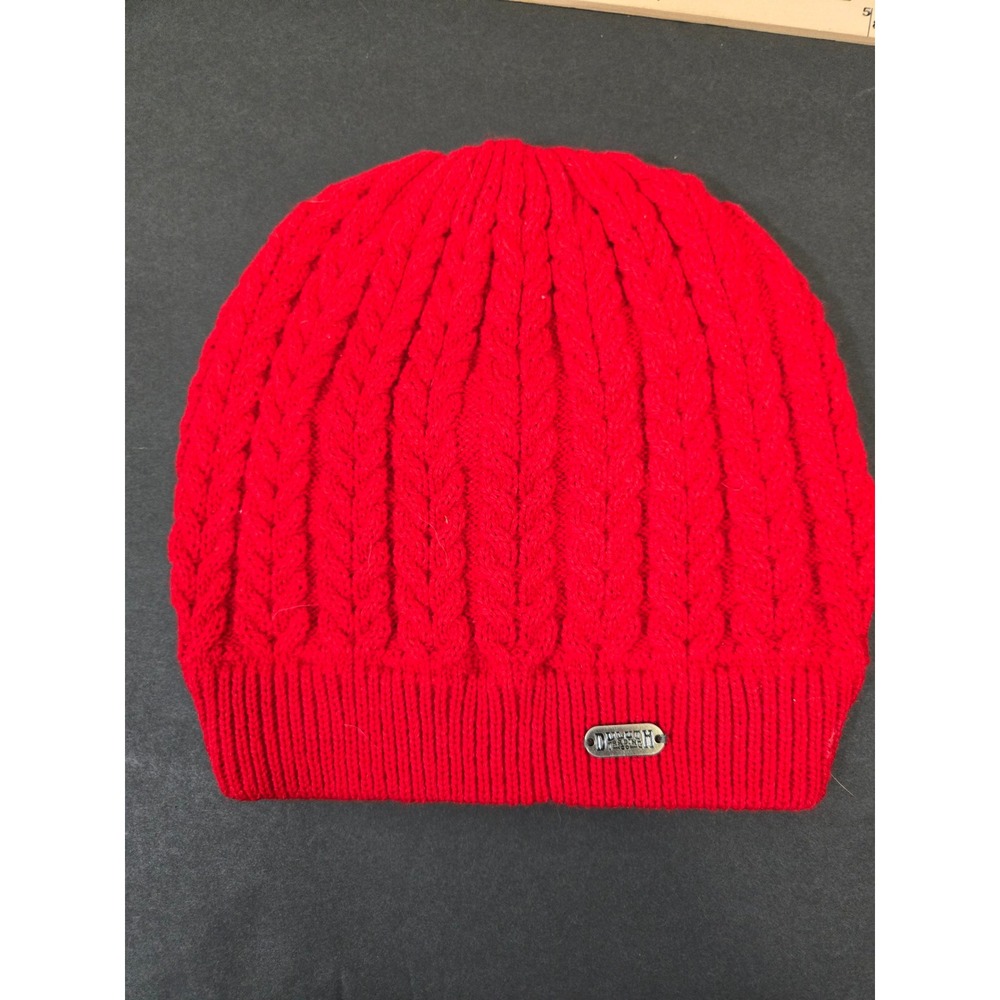 Duluth Trading Co Red Cable Knit Winter Beanie Hat OS